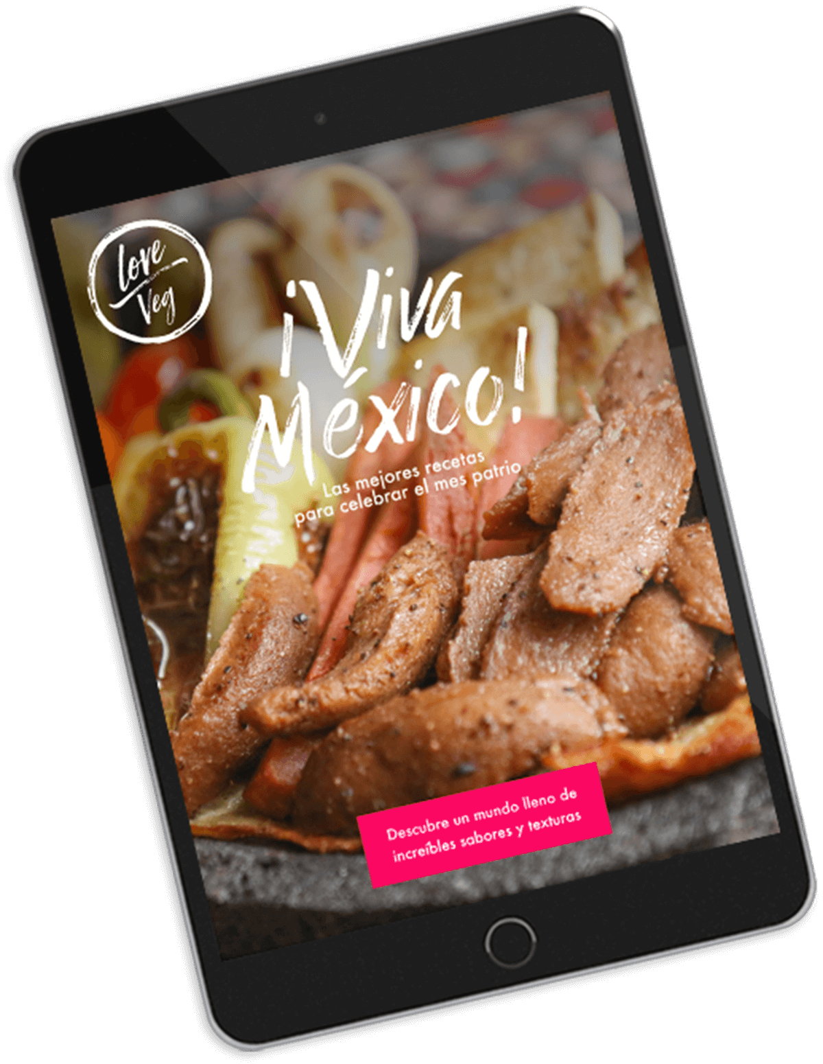 Preview of e-cookbook with vegan recipes on a tablet pc